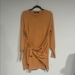 Chic Long Sleeve Orange Dress